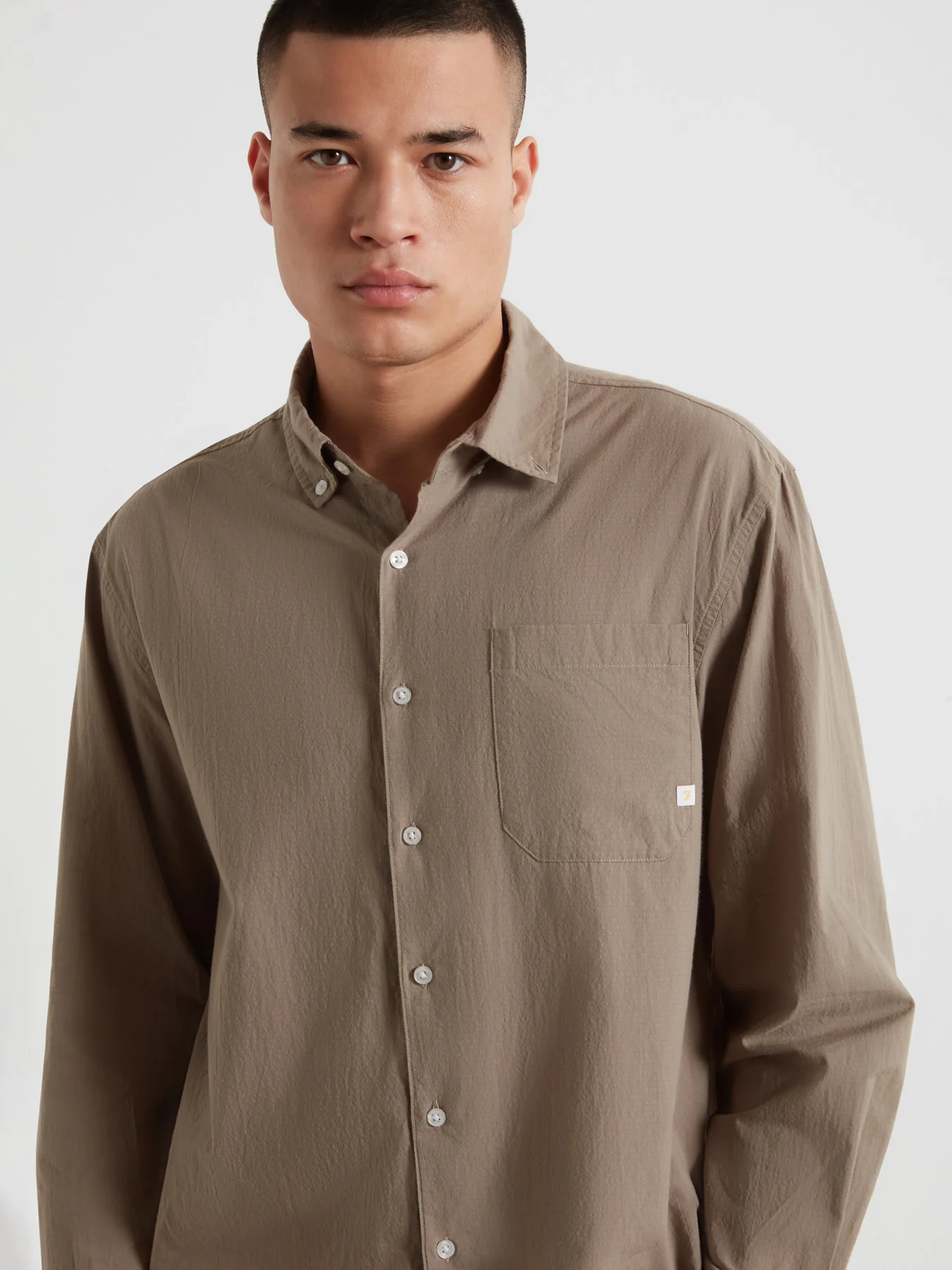 Stanford Poplin Shirt In Stone Grey