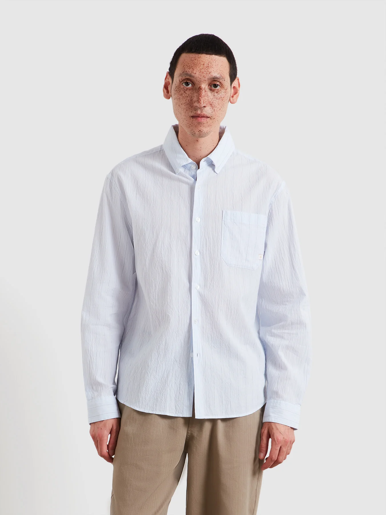 Stanford Poplin Striped Shirt In Blue Tide - Image 2