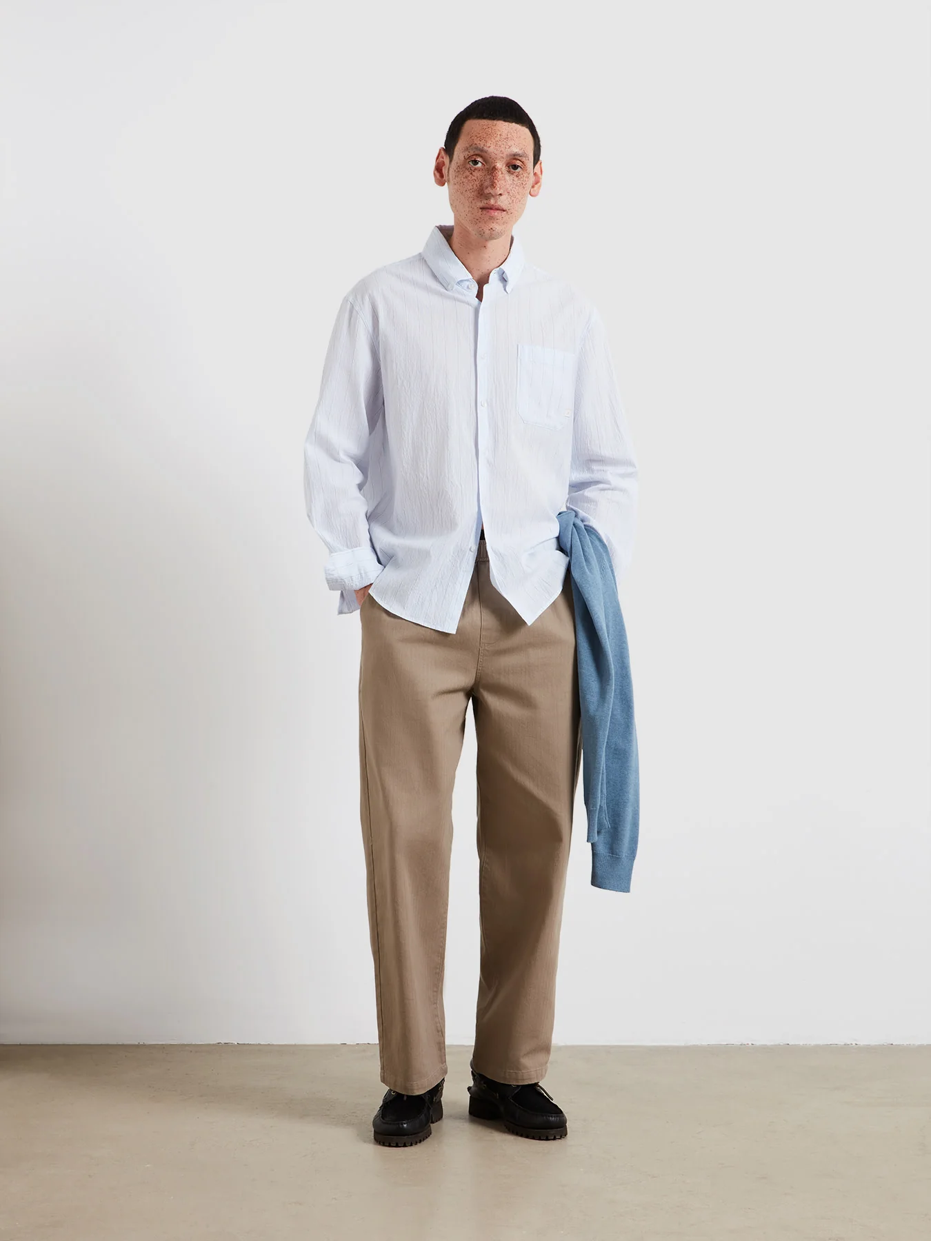 Stanford Poplin Striped Shirt In Blue Tide - Image 3