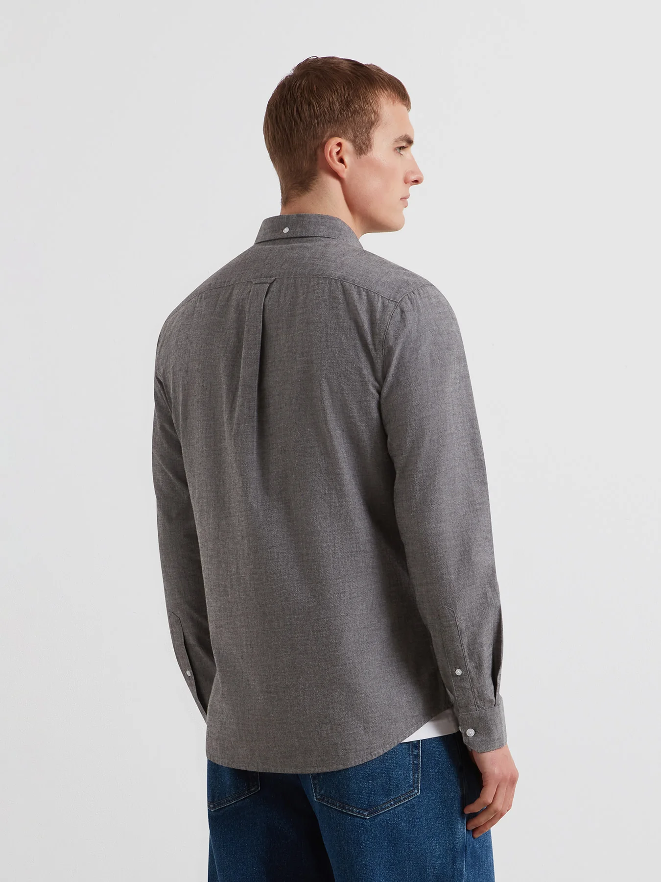 Steen Casual Fit Shirt In Mid Grey Marl - Image 3