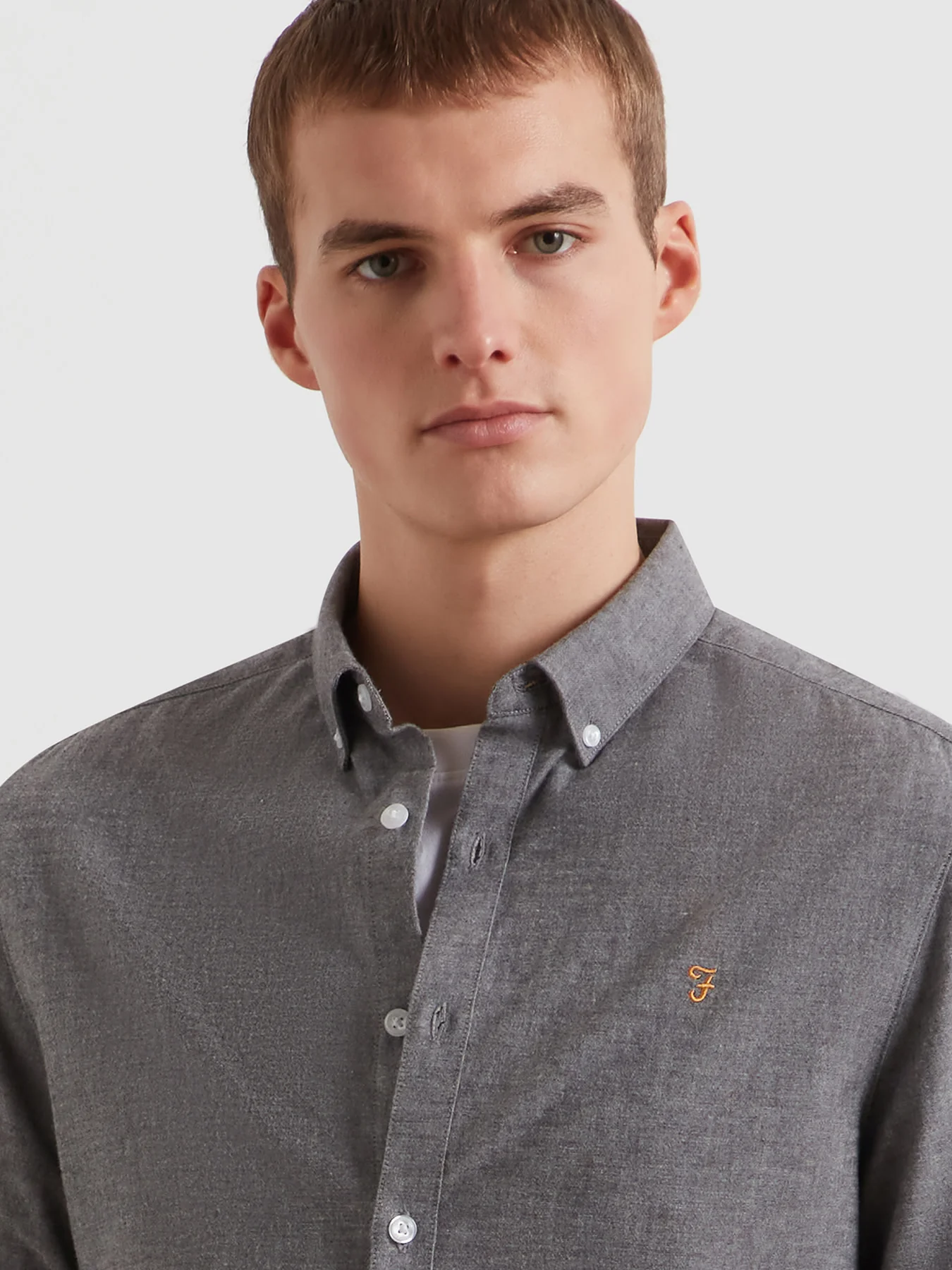 Steen Casual Fit Shirt In Mid Grey Marl - Image 4