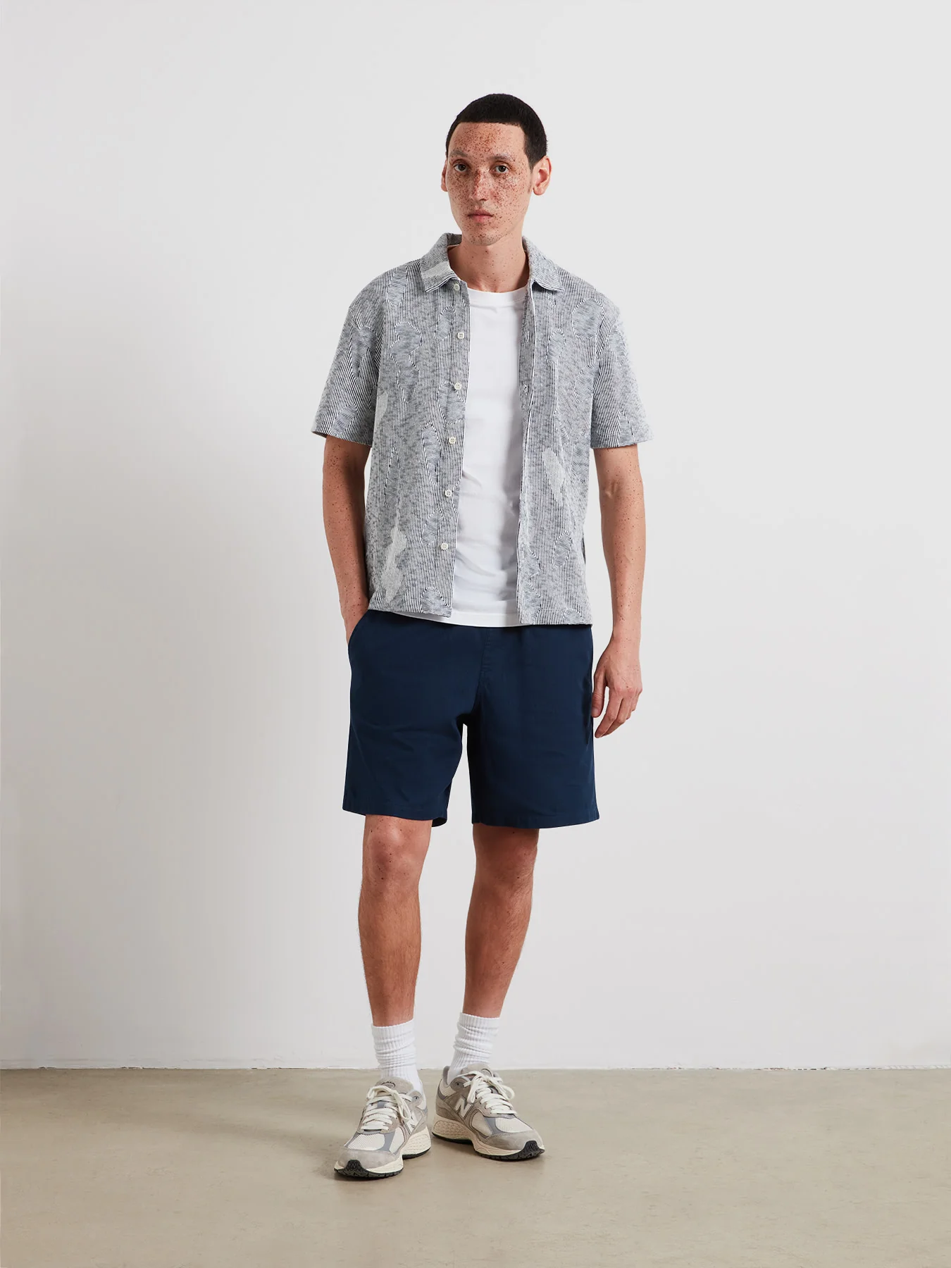 Stoker Jacquard Button Front Polo Shirt In Yale - Image 3