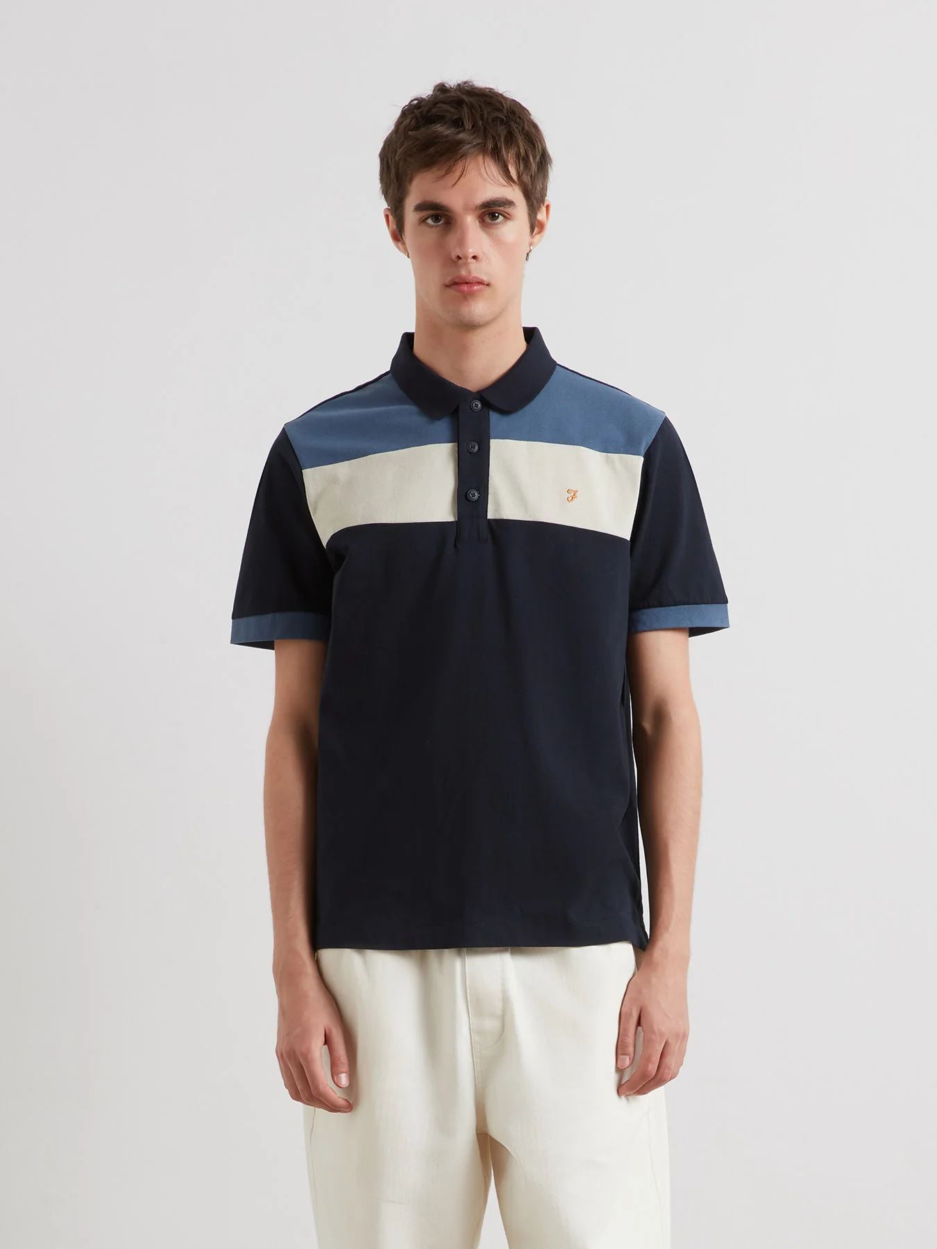 Swanside Panel Polo Shirt In True Navy