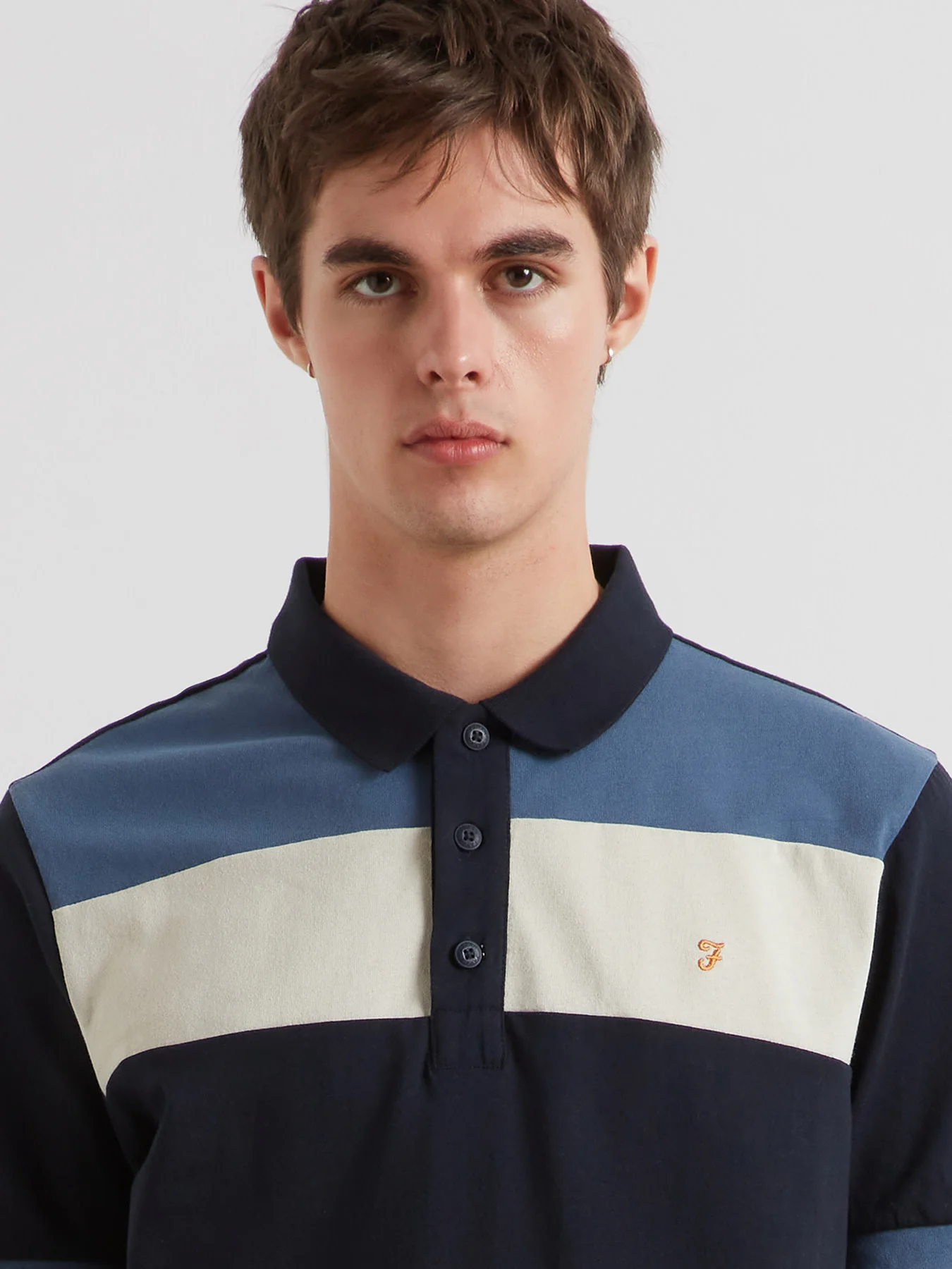 Swanside Panel Polo Shirt In True Navy - Image 4