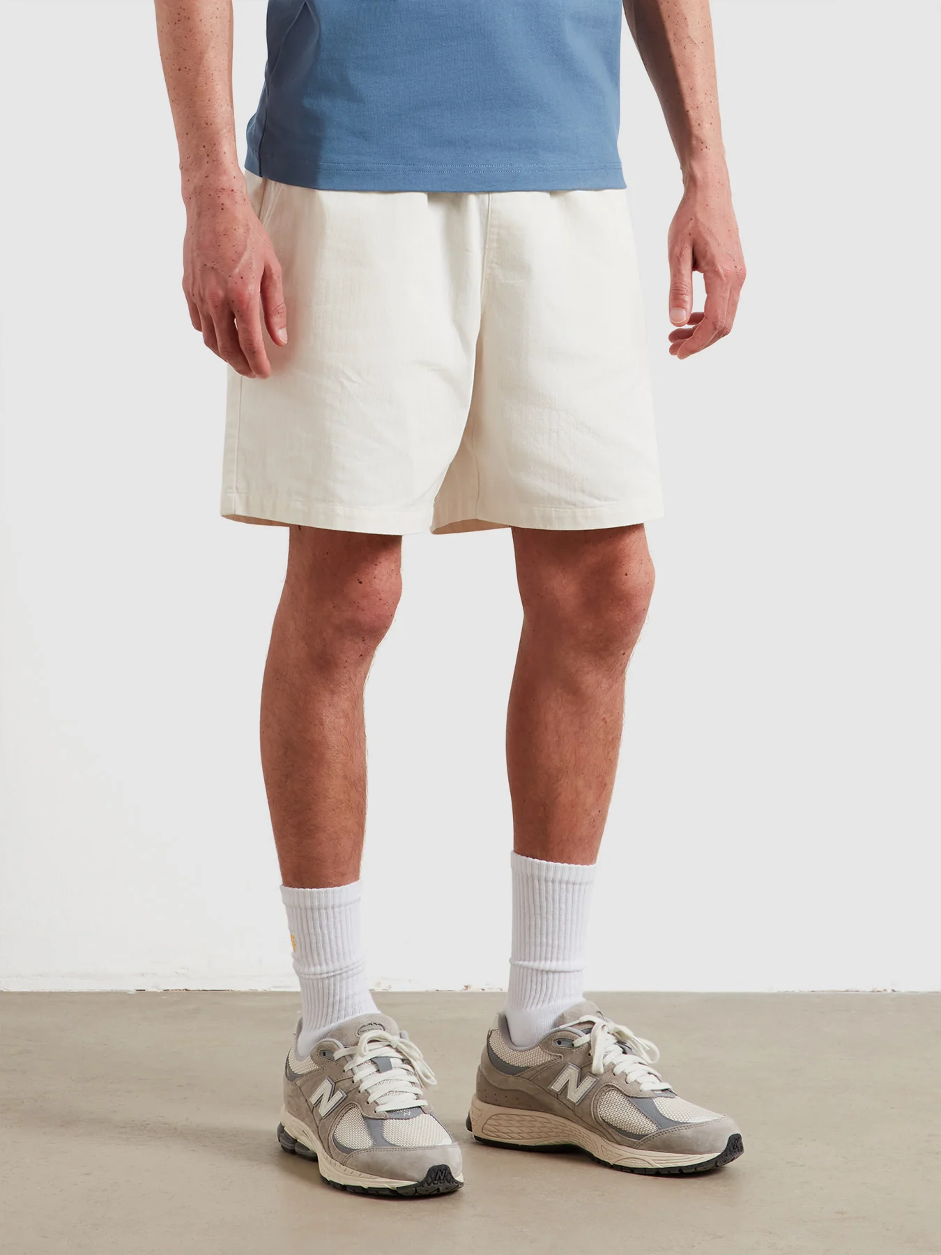 Swinton Drawstring Herringbone Shorts In Ecru - Image 2