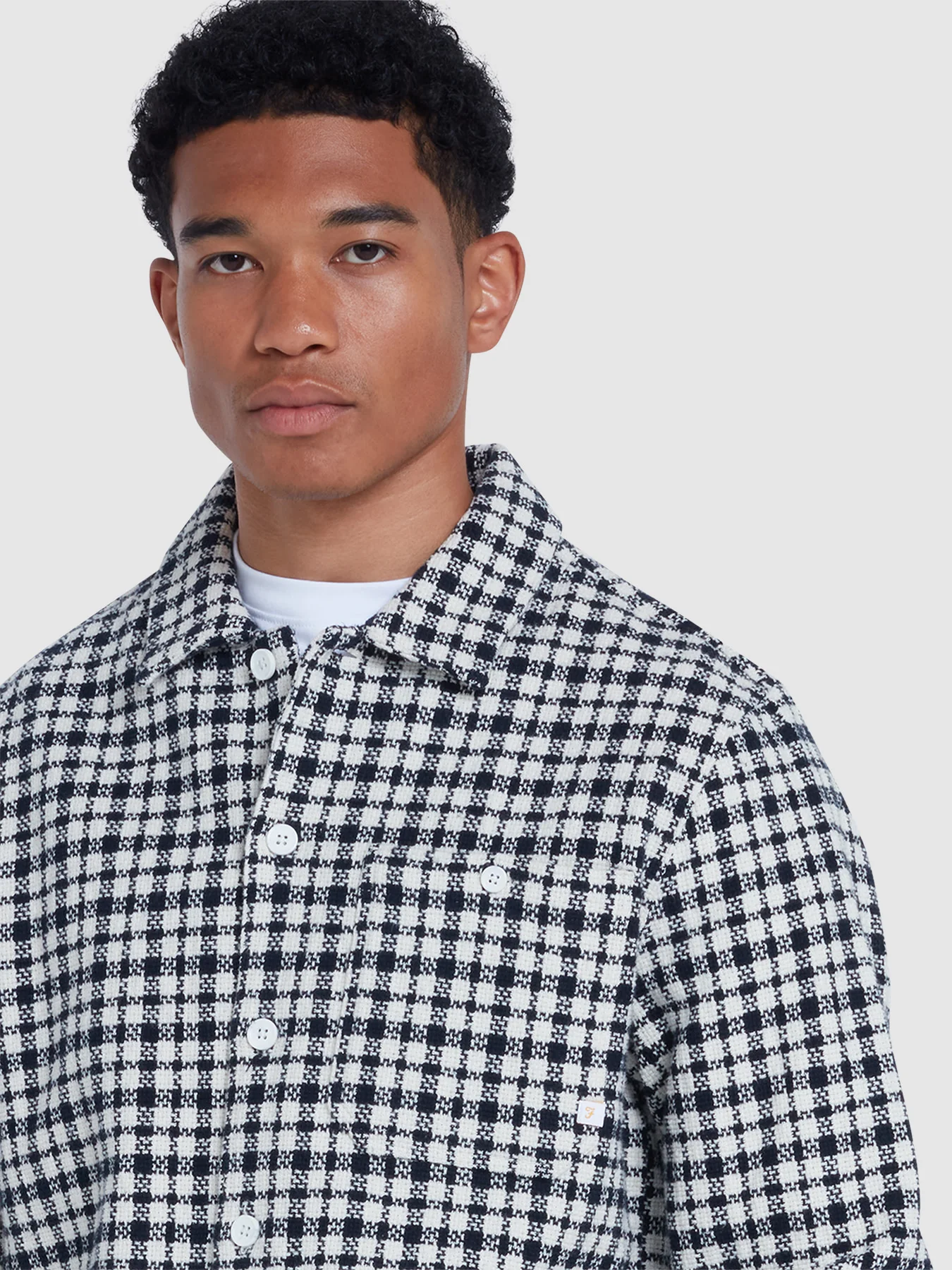 Thawley Check Overshirt In True Navy - Image 4