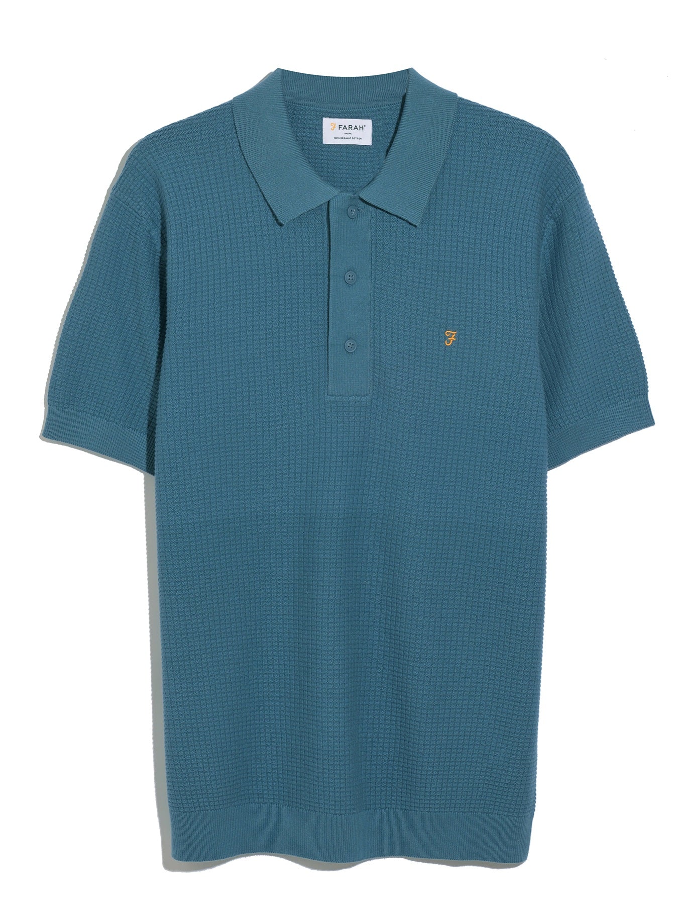 Thornley Knitted Polo Shirt In Blue Tide - Image 5