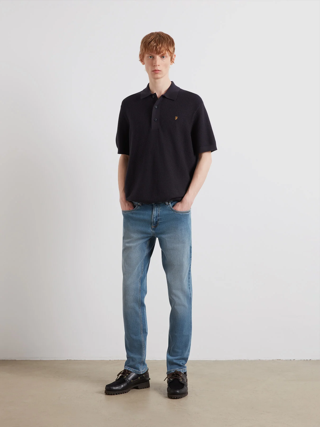 Thornley Knitted Polo Shirt In True Navy - Image 2