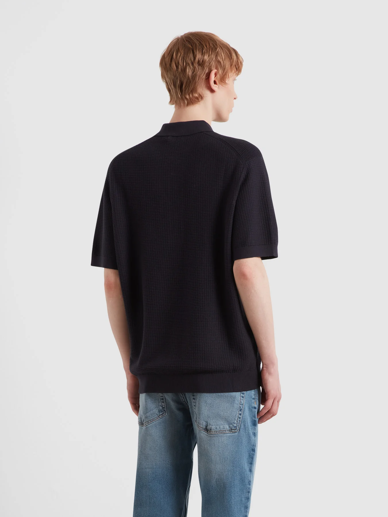 Thornley Knitted Polo Shirt In True Navy - Image 3