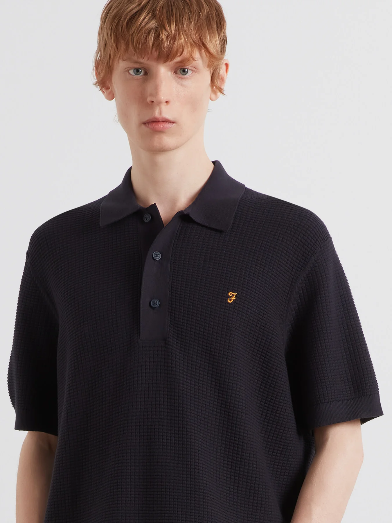 Thornley Knitted Polo Shirt In True Navy - Image 4