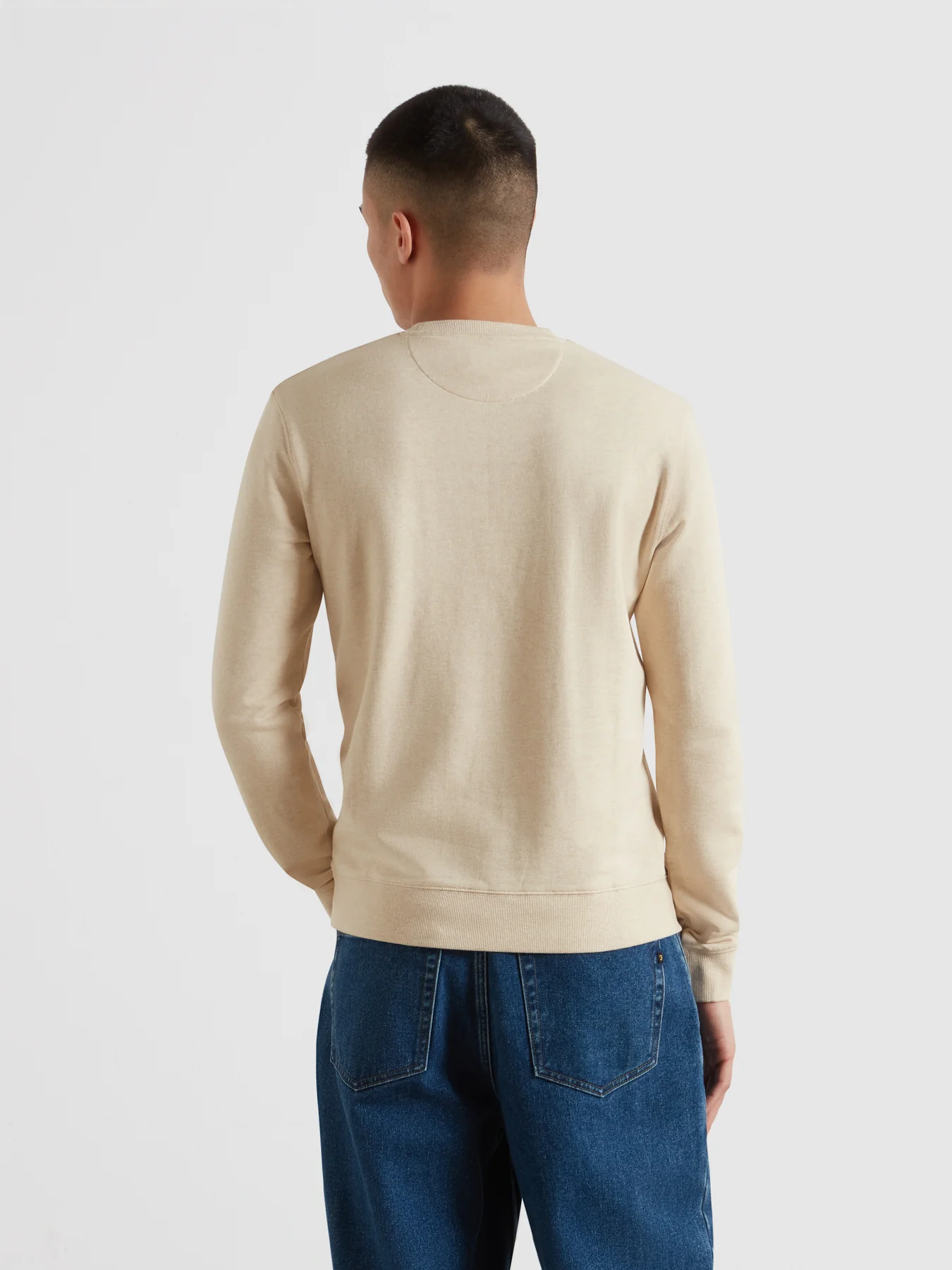 Tim Organic Cotton Crew Neck Sweatshirt In Birch Grey Marl - Image 3