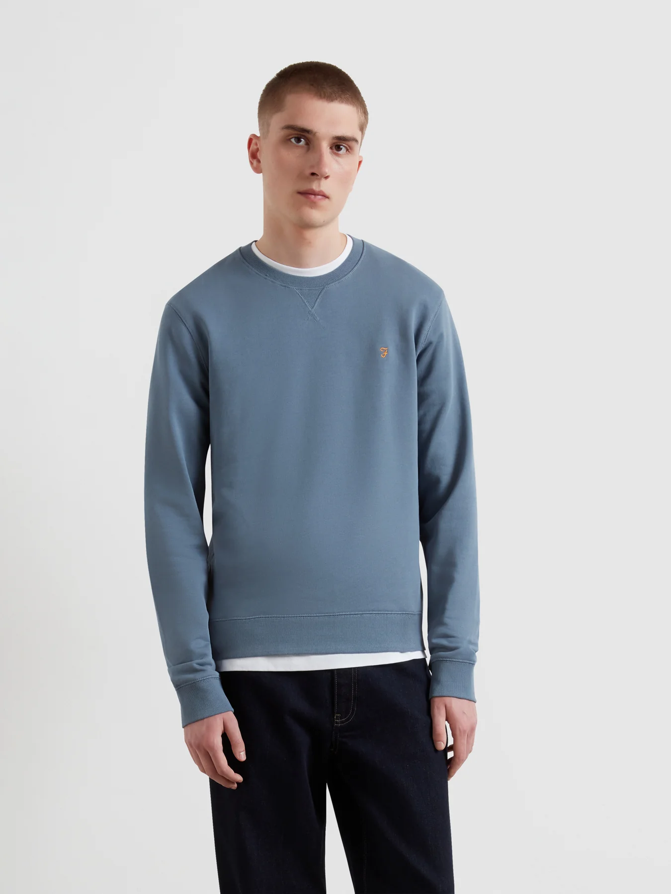 Tim Organic Cotton Crew Neck Sweatshirt In Chalk Blue