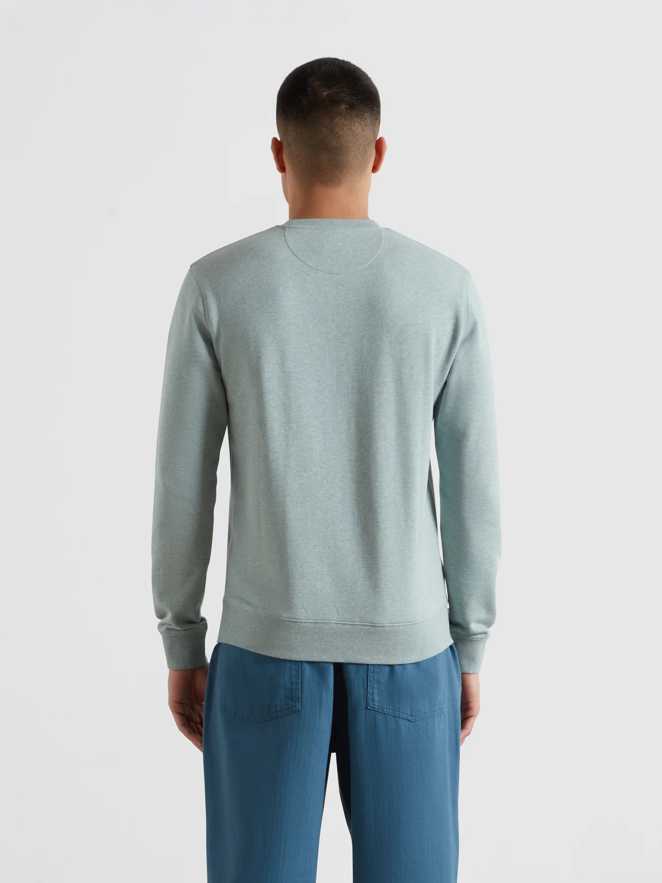 Tim Organic Cotton Crew Neck Sweatshirt In Green Mist Marl - Image 3