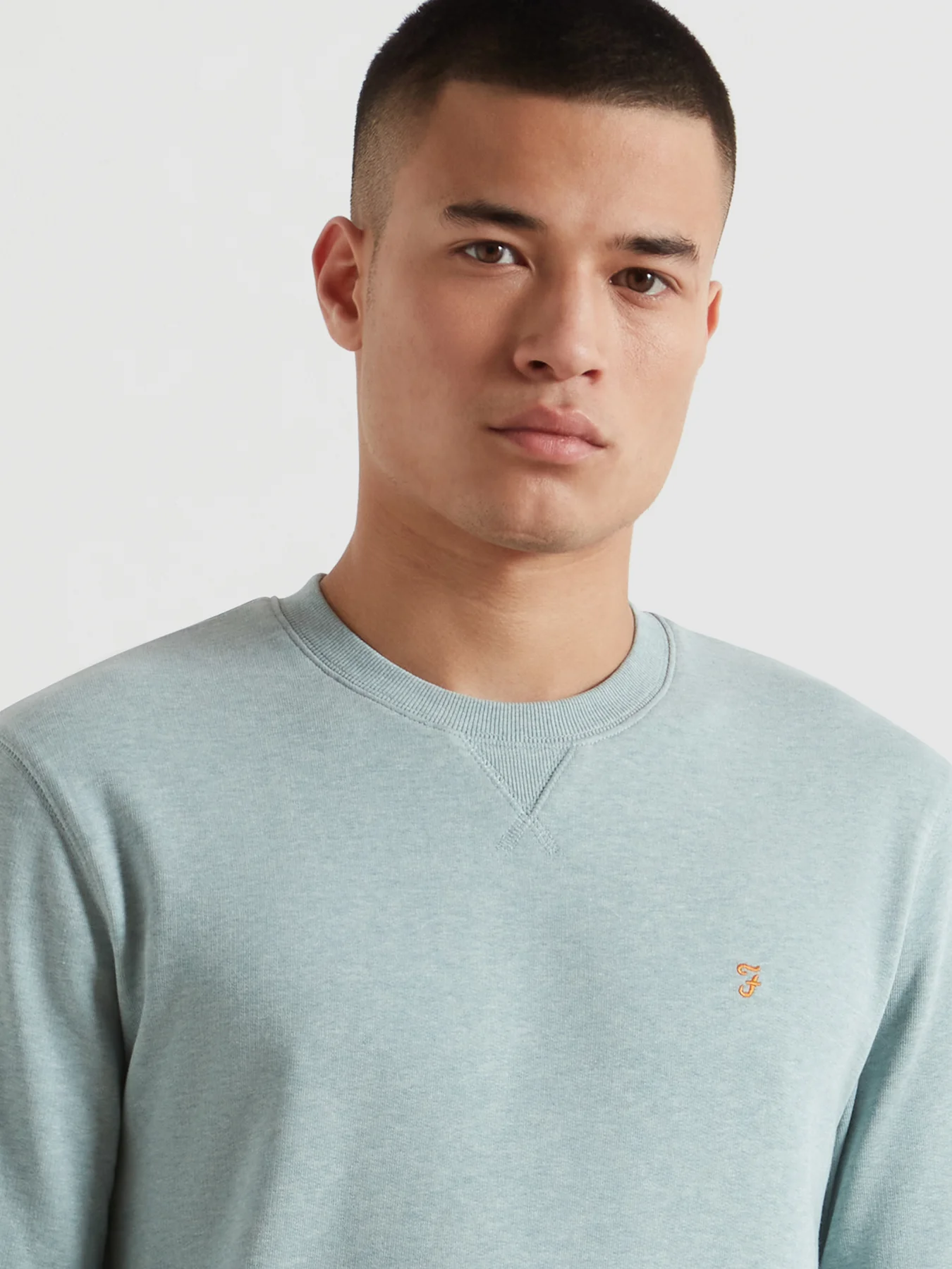 Tim Organic Cotton Crew Neck Sweatshirt In Green Mist Marl - Image 4