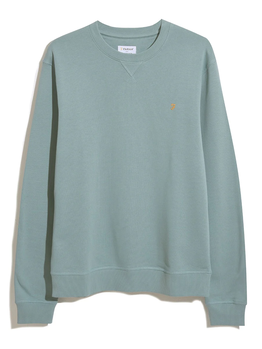 Tim Organic Cotton Crew Neck Sweatshirt In Green Mist Marl - Image 5