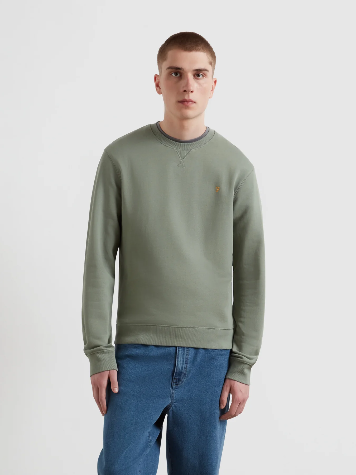 Tim Organic Cotton Crew Neck Sweatshirt In Tarragon Green
