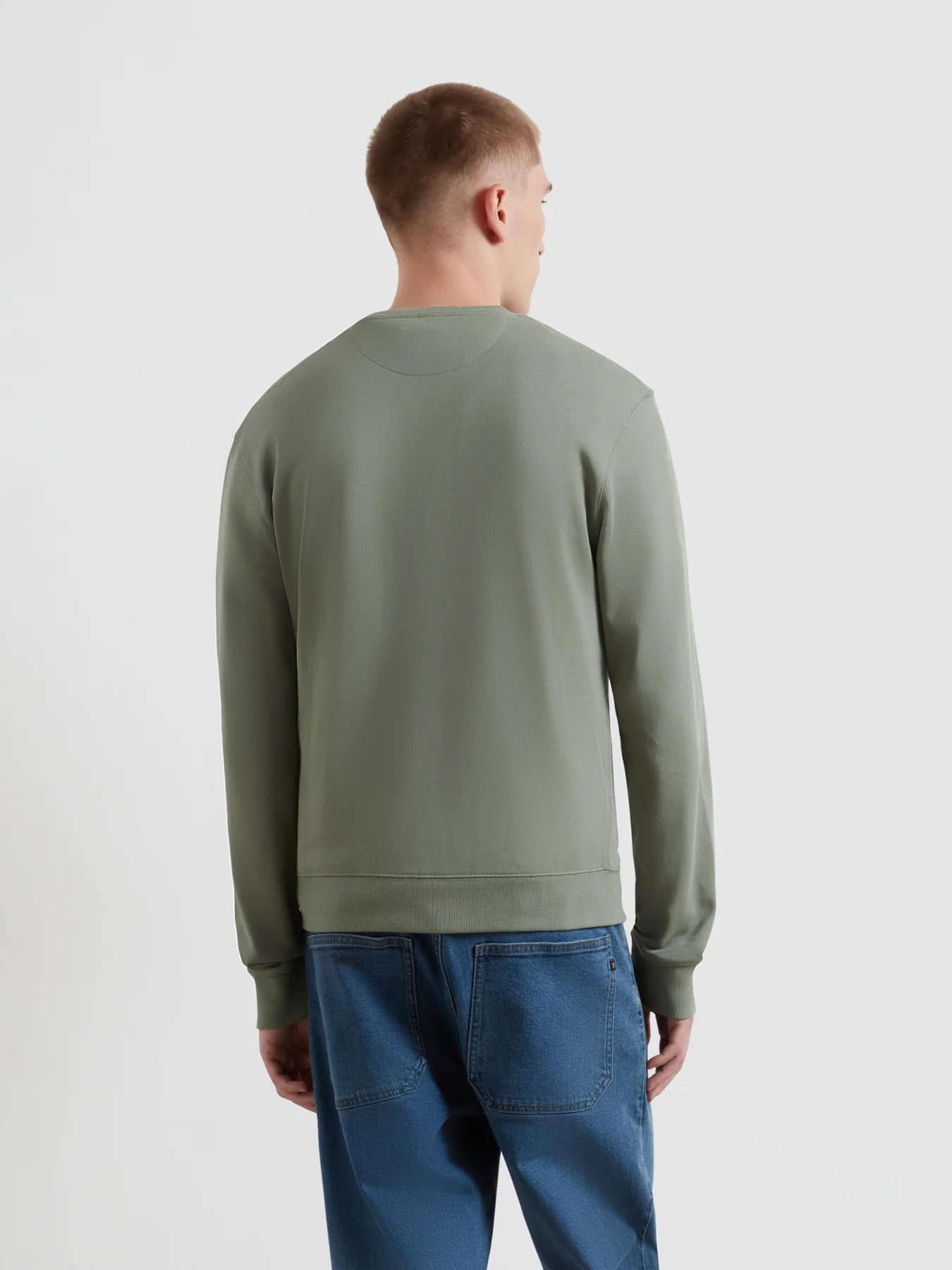 Tim Organic Cotton Crew Neck Sweatshirt In Tarragon Green - Image 3