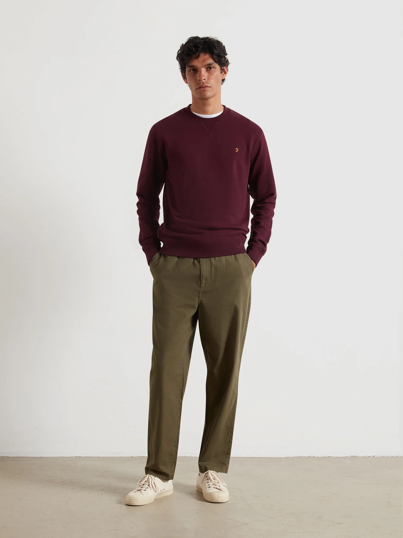 Tim Organic Cotton Crew Neck Sweatshirt In Bordeaux - Image 2