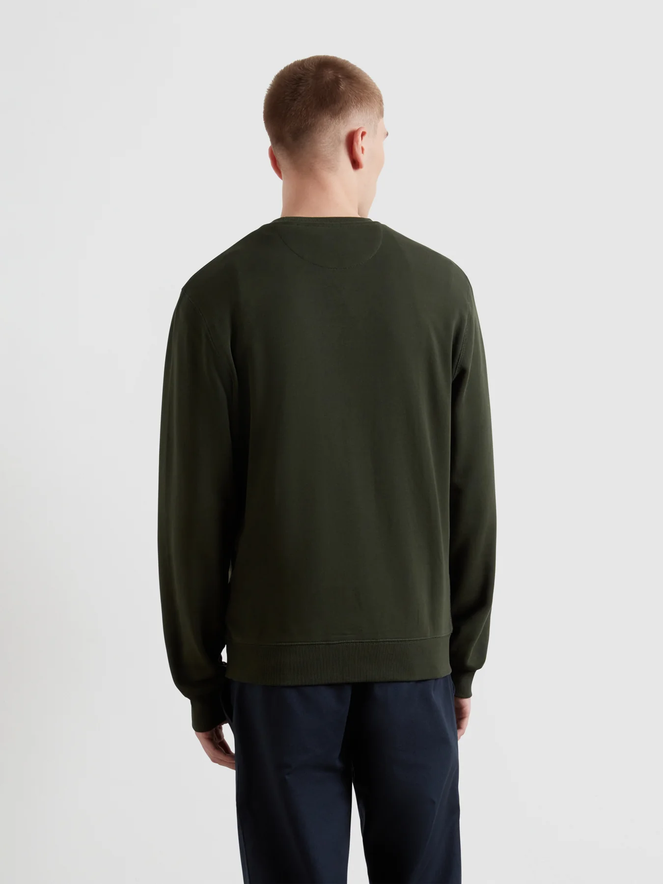 Tim Organic Cotton Crew Neck Sweatshirt In Evergreen - Image 3