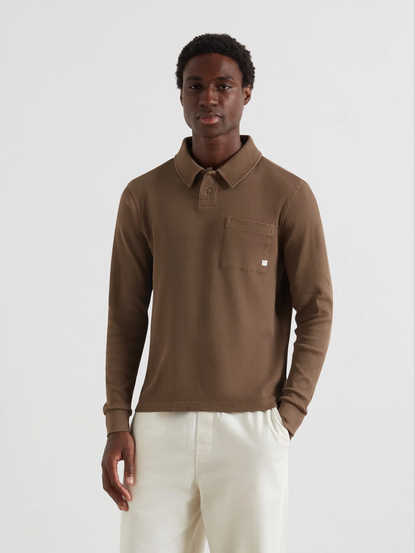 Tyndall Long Sleeve Polo Shirt In Clove Brown