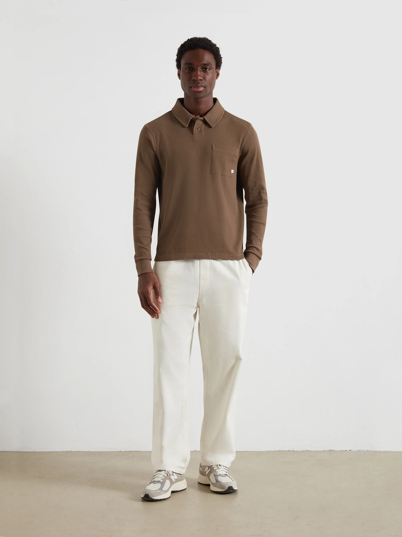 Tyndall Long Sleeve Polo Shirt In Clove Brown - Image 2