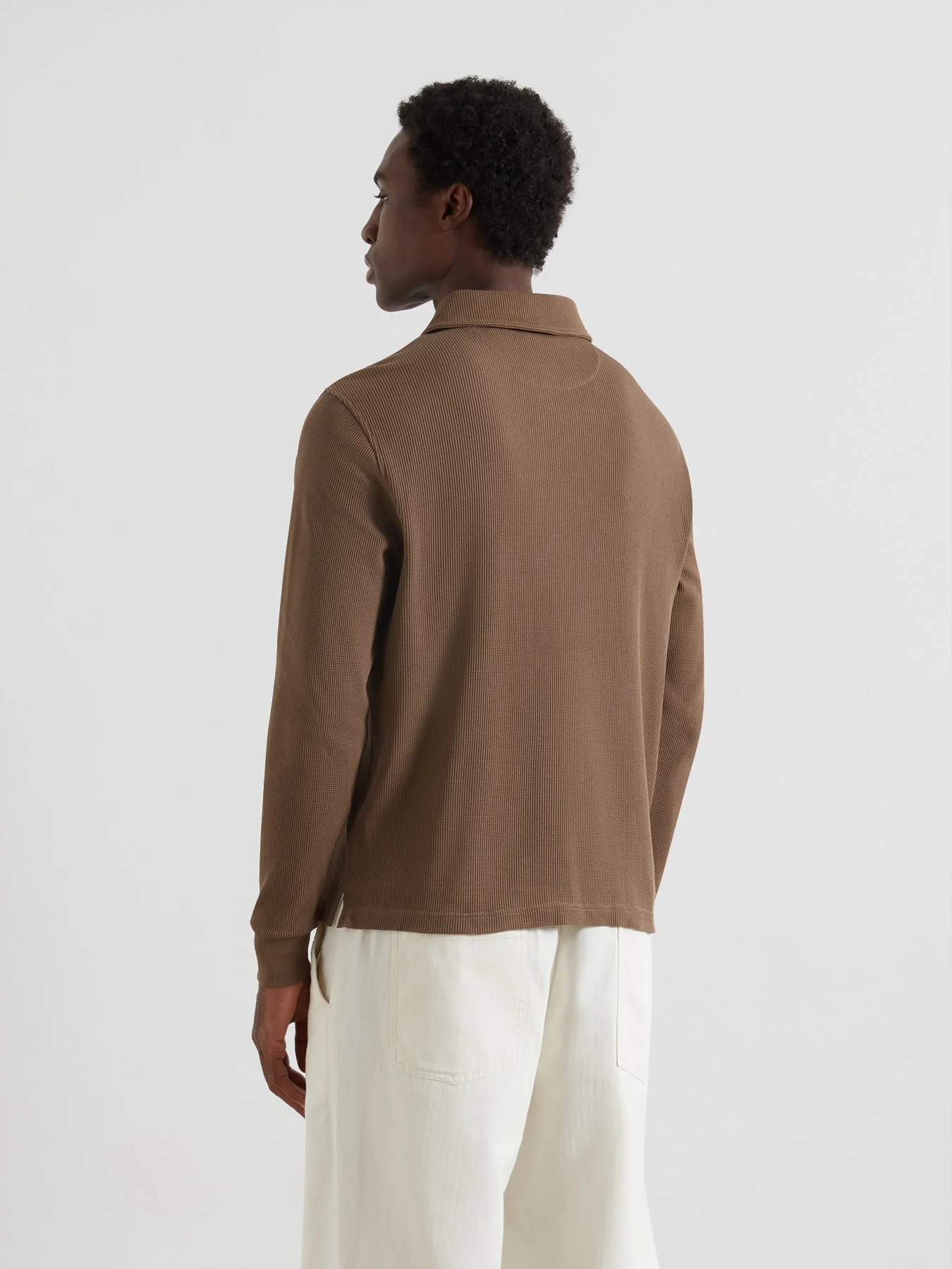 Tyndall Long Sleeve Polo Shirt In Clove Brown - Image 3