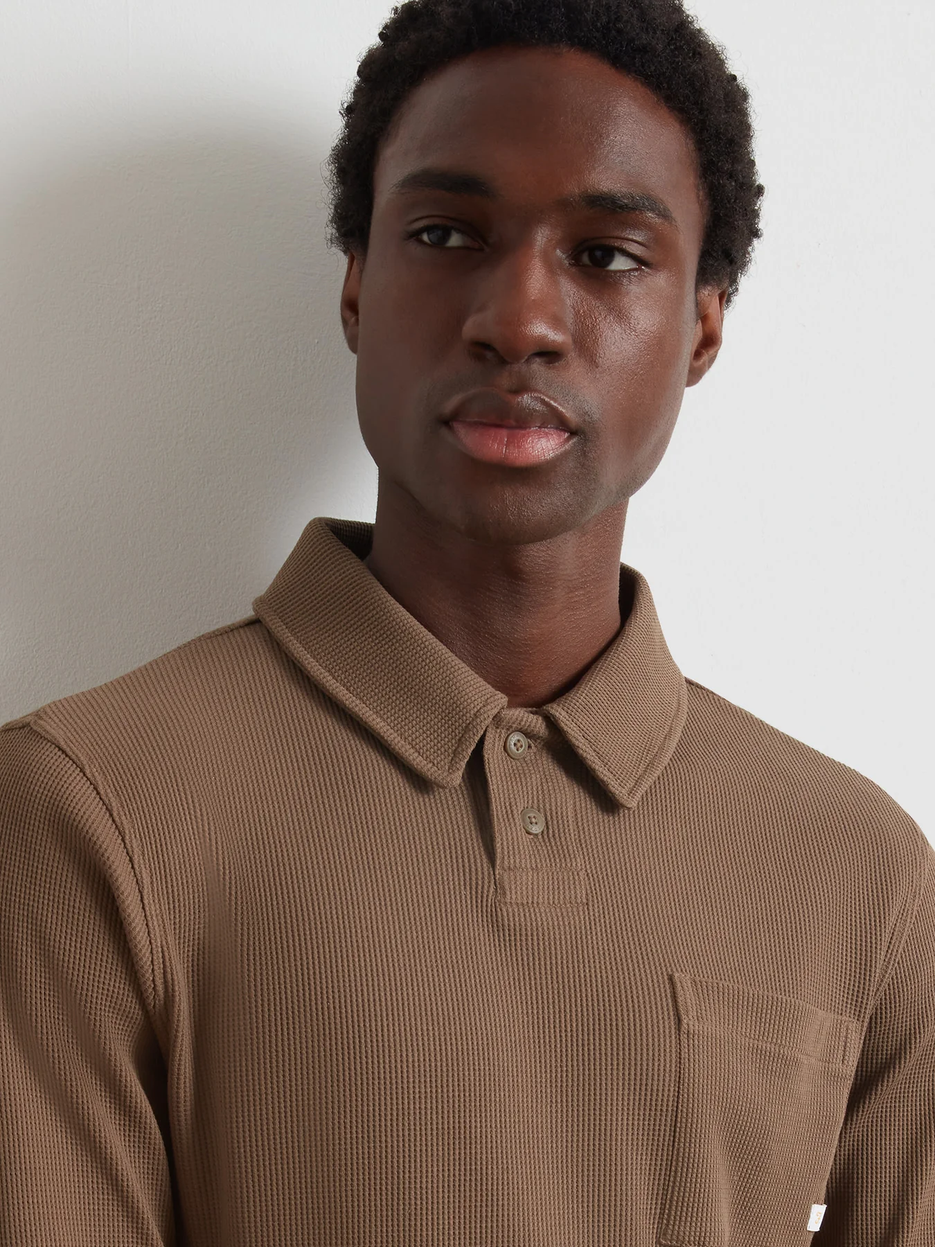 Tyndall Long Sleeve Polo Shirt In Clove Brown - Image 4