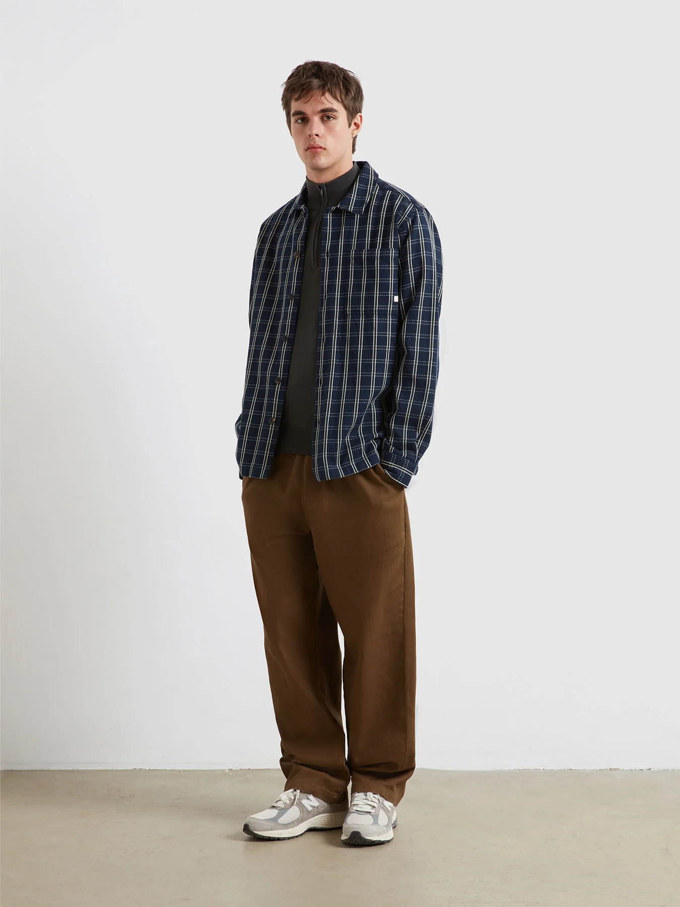Wallasey Check Overshirt In True Navy - Image 2