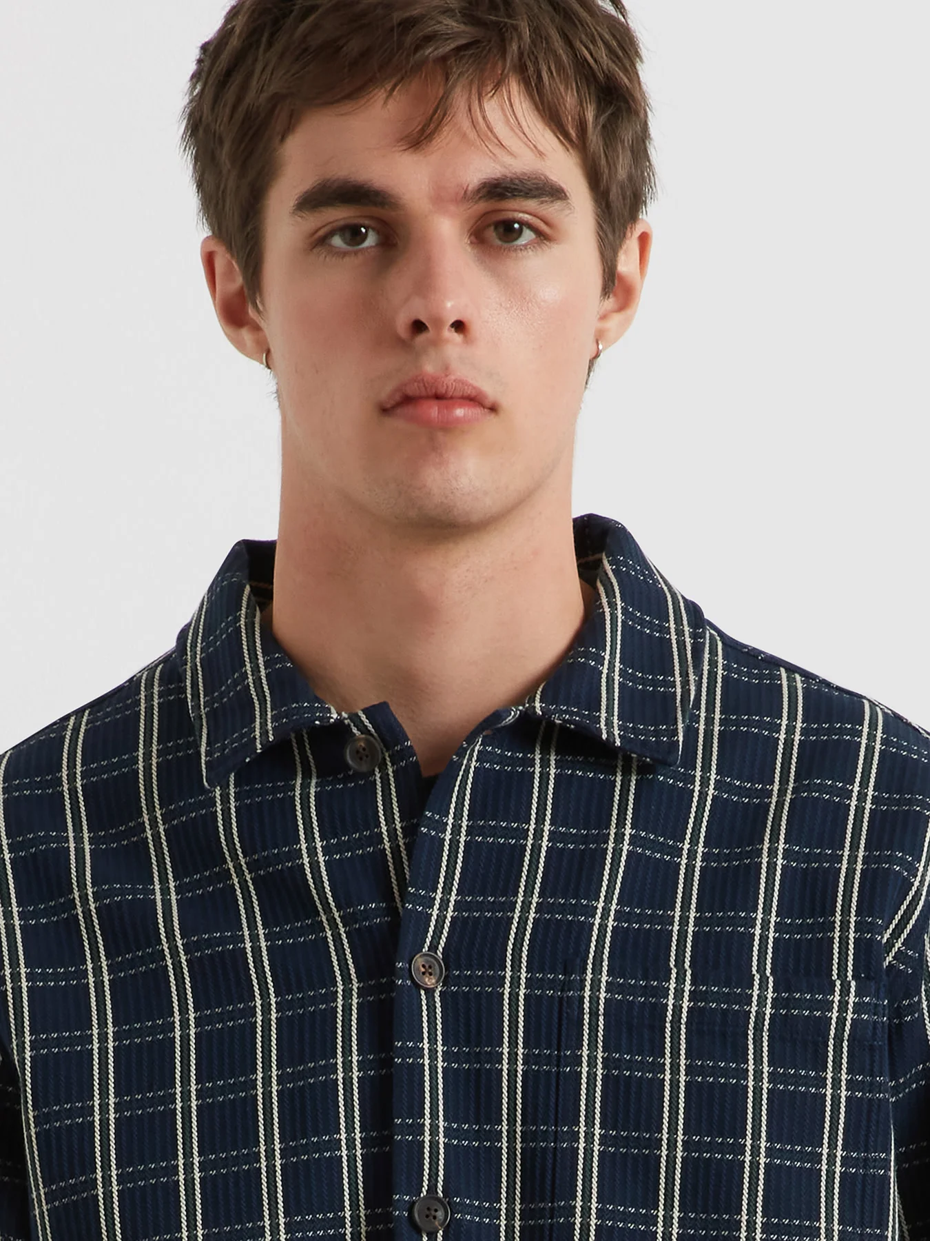 Wallasey Check Overshirt In True Navy - Image 4