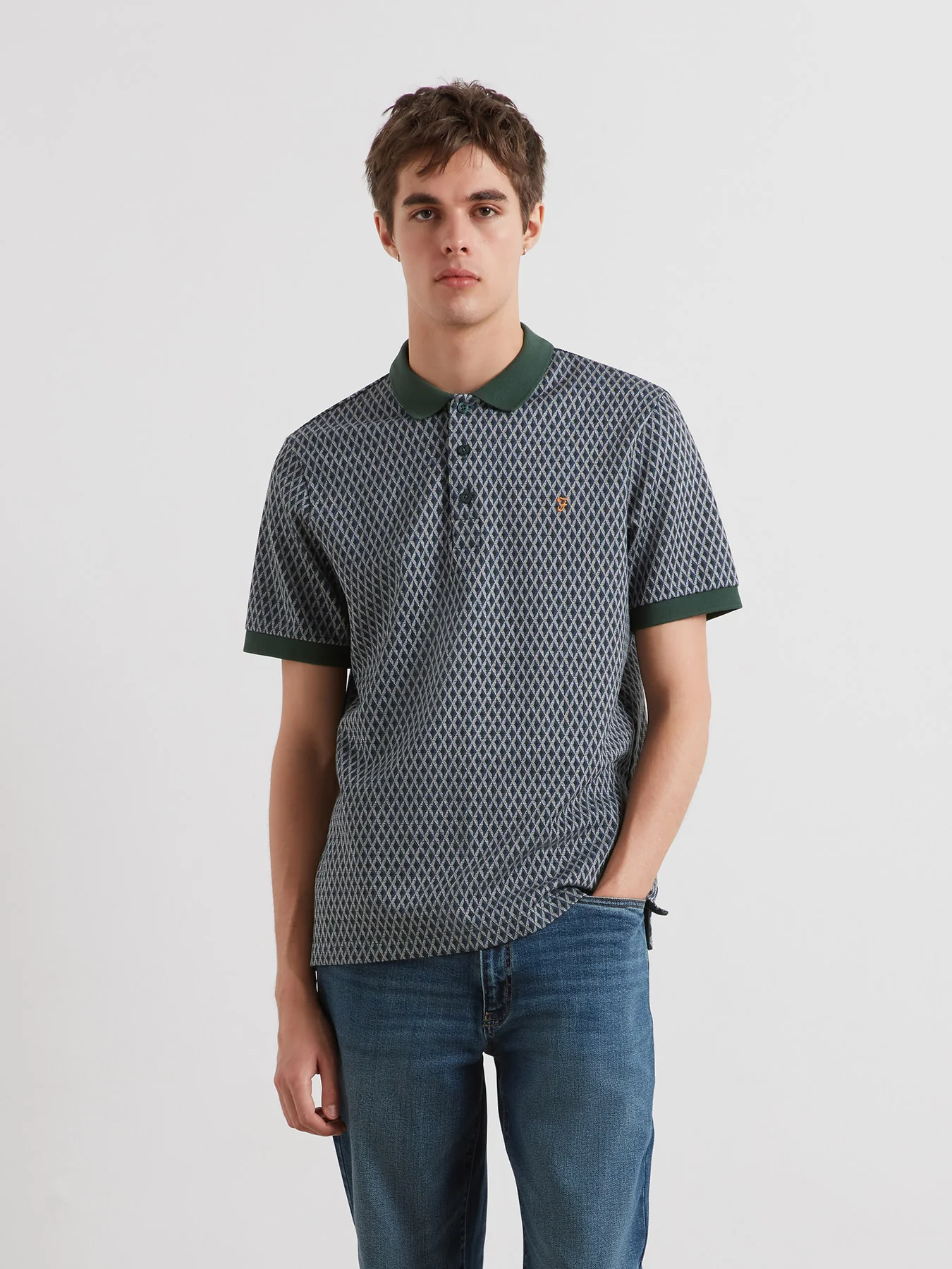 Whitston Jacquard Polo Shirt In Poplar Green