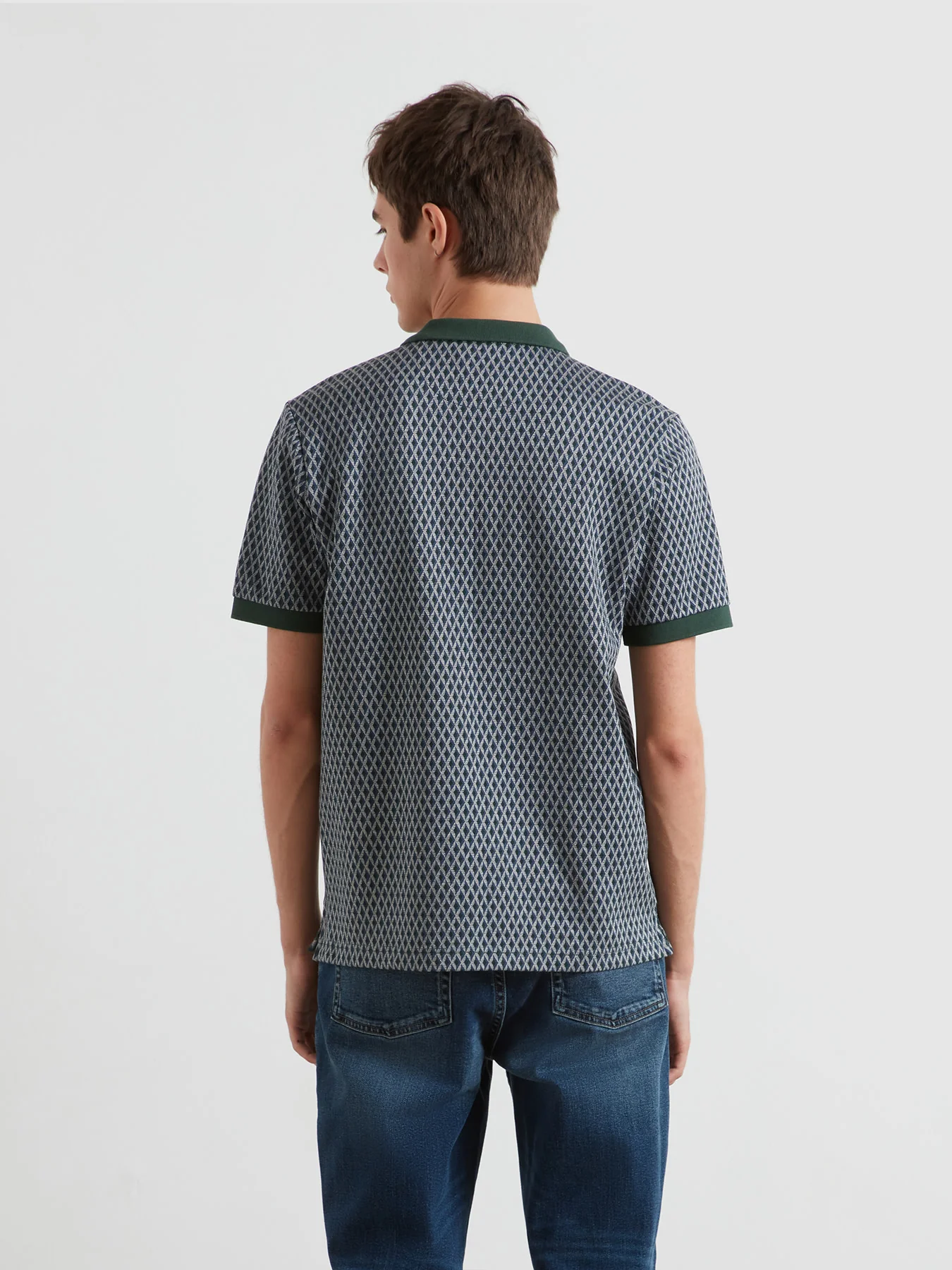 Whitston Jacquard Polo Shirt In Poplar Green - Image 3