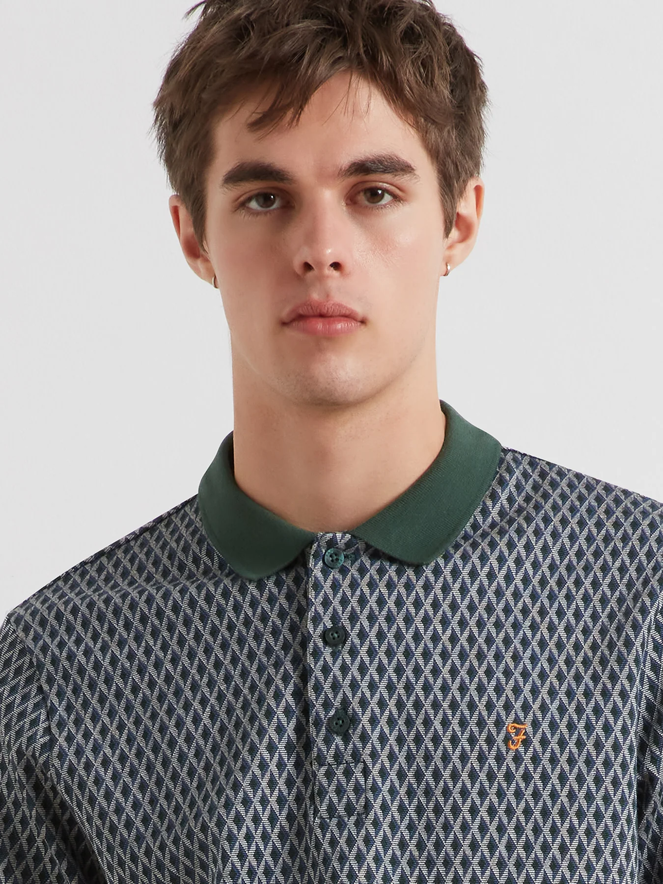 Whitston Jacquard Polo Shirt In Poplar Green - Image 4