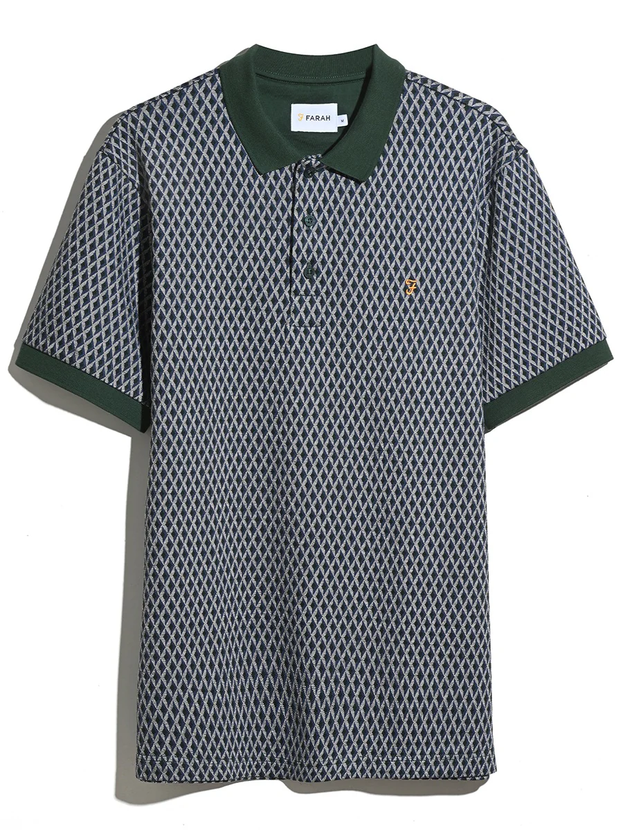 Whitston Jacquard Polo Shirt In Poplar Green - Image 5